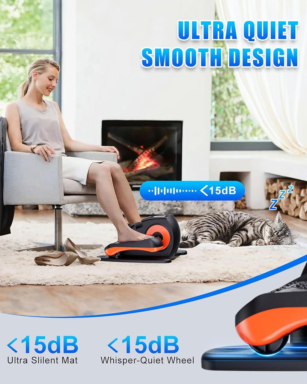 Under Desk Elliptical Machine, Electric Ellipse Leg Exerciser as Seen on Tv for Seniors with 12 Adjustable, Quiet Portable Elliptical Machine, Seated Pedal Exerciser with Remote Control