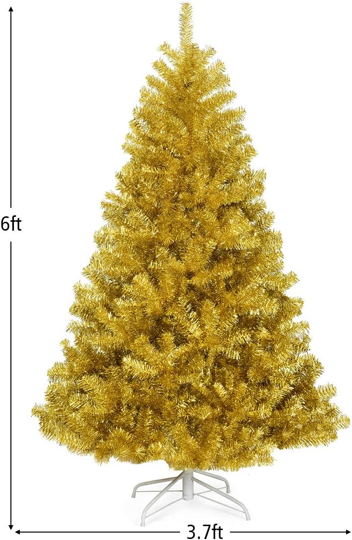 Goplus 7ft Artificial White Christmas Tree Xmas Pine Tree with Solid Metal Legs Perfect for Indoor and Outdoor Holiday Decoration