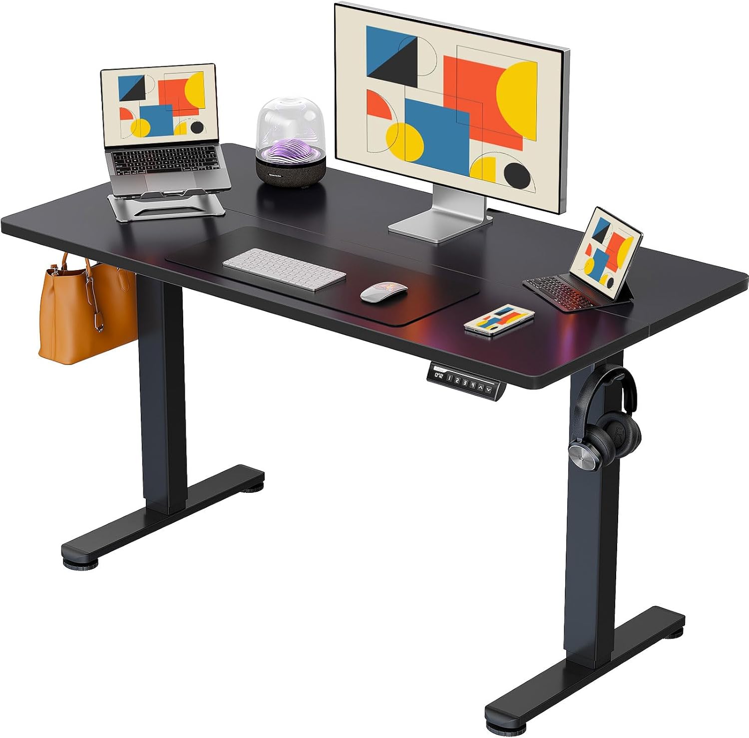 ErGear Height Adjustable Electric Standing Desk, 40 x 24 Inches Sit Stand up Desk, Memory Computer Home Office Desk (Light Vintage Brown)