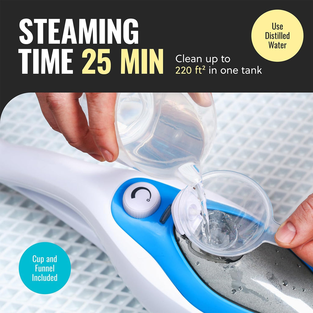 PurSteam ScrubMaster Steam Mop with Dual Scrubbing Head, LED Headlights, Adjustable Steam Control, Anti-Slip Swivel Head, Cable Holder & Upright Lock