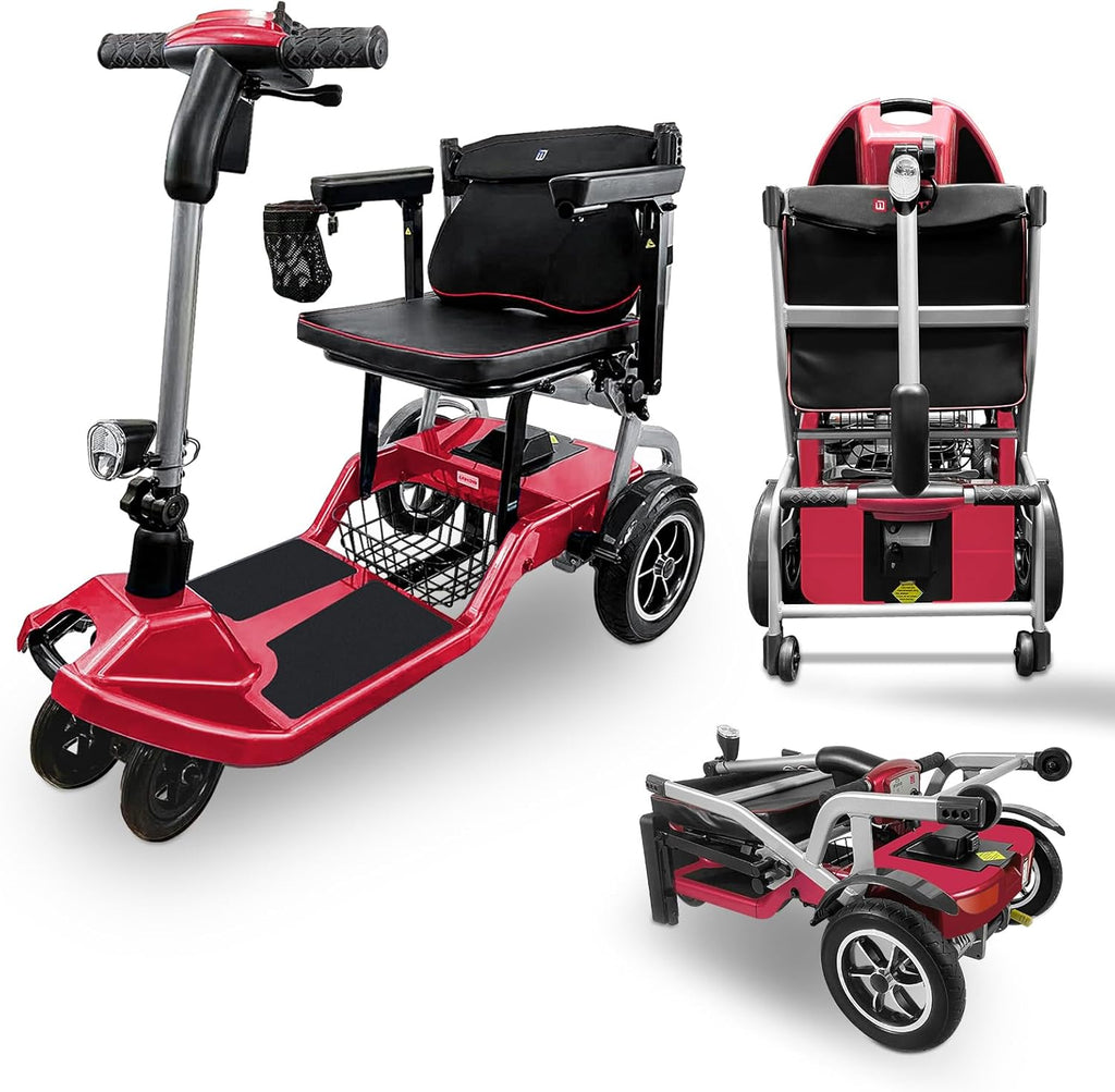 R3b-Mobility Scooters for Seniors Adults Ultra Lightweight Electric Powered Folding 4 Wheel Mobility Scooter with Headlight Cup Holder, Compact & Convenient for Travel Airline Approved, Blue