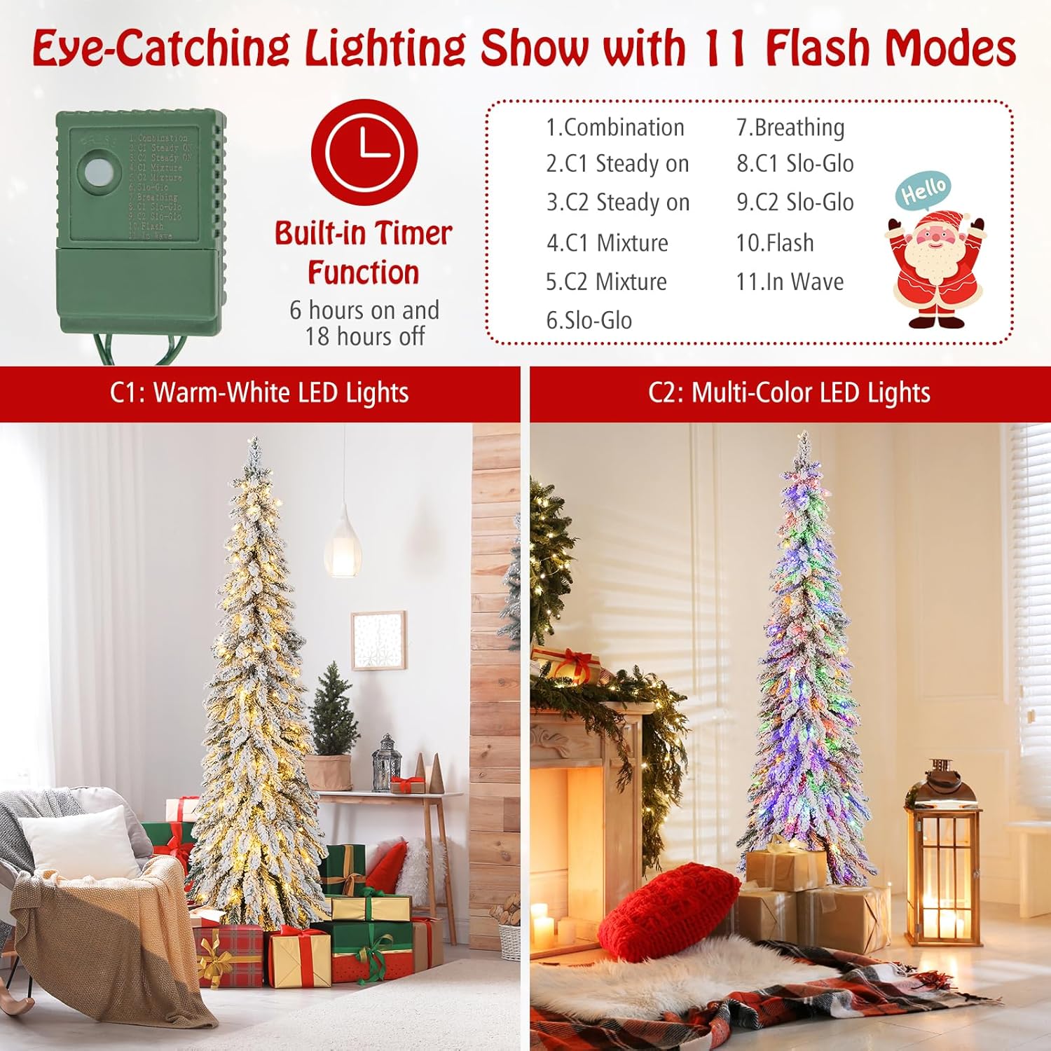 Goplus 7ft Artificial White Christmas Tree Xmas Pine Tree with Solid Metal Legs Perfect for Indoor and Outdoor Holiday Decoration