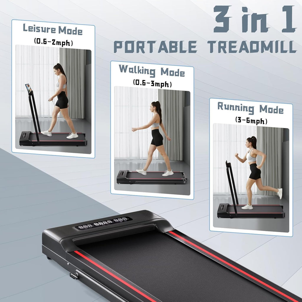 Sperax Treadmill-Walking Pad-Under Desk Treadmill-3 in 1 Folding Treadmill-Treadmills for Home-Black Red