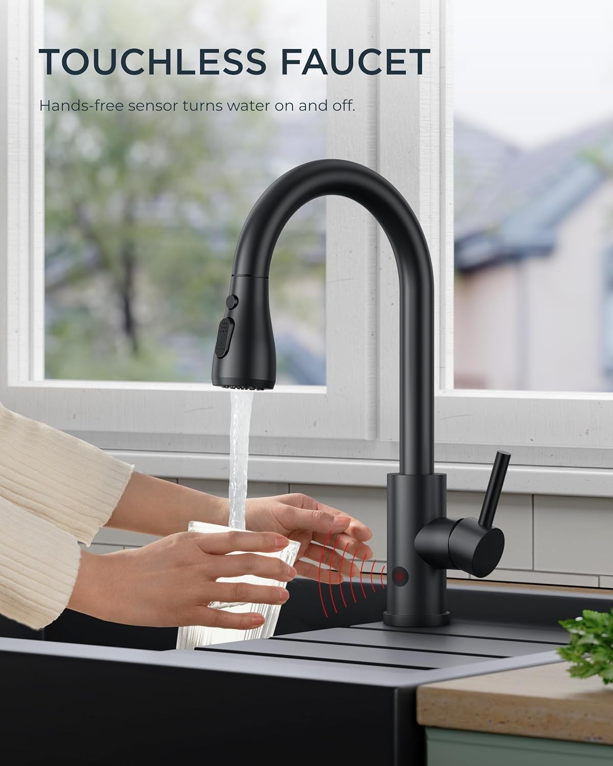 FORIOUS Touchless Kitchen Faucets, Brushed Nickel Kitchen Faucet with Pull Down Sprayer, Single Handle Smart Motion Sensor Kitchen Sink Faucet,Contemporary Hands-Free Sink Faucet for Farmhouse Laundry