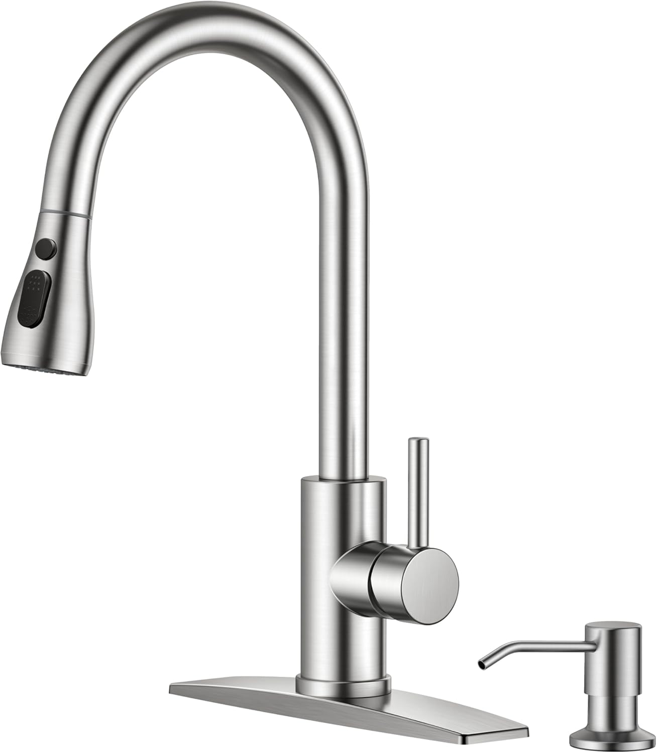 FORIOUS Touchless Kitchen Faucets, Brushed Nickel Kitchen Faucet with Pull Down Sprayer, Single Handle Smart Motion Sensor Kitchen Sink Faucet,Contemporary Hands-Free Sink Faucet for Farmhouse Laundry