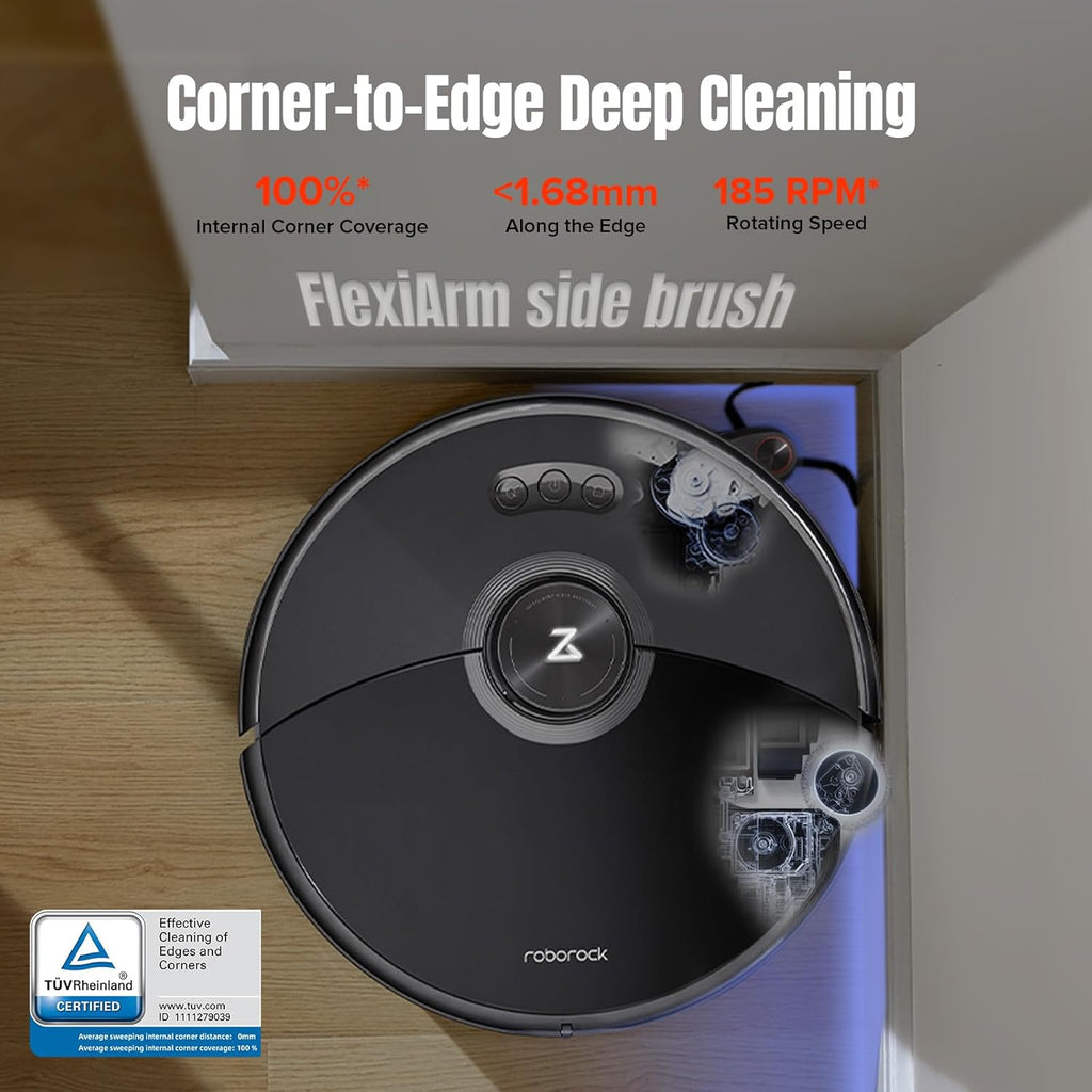 roborock S8 MaxV Ultra Robot Vacuum & Sonic Mop, 10000 Pa Suction, Corner to Edge Deep Cleaning, Hot Air Self-Drying, Auto Empty & Refill, Detergent Dispenser, Obstacle Avoidance, Black