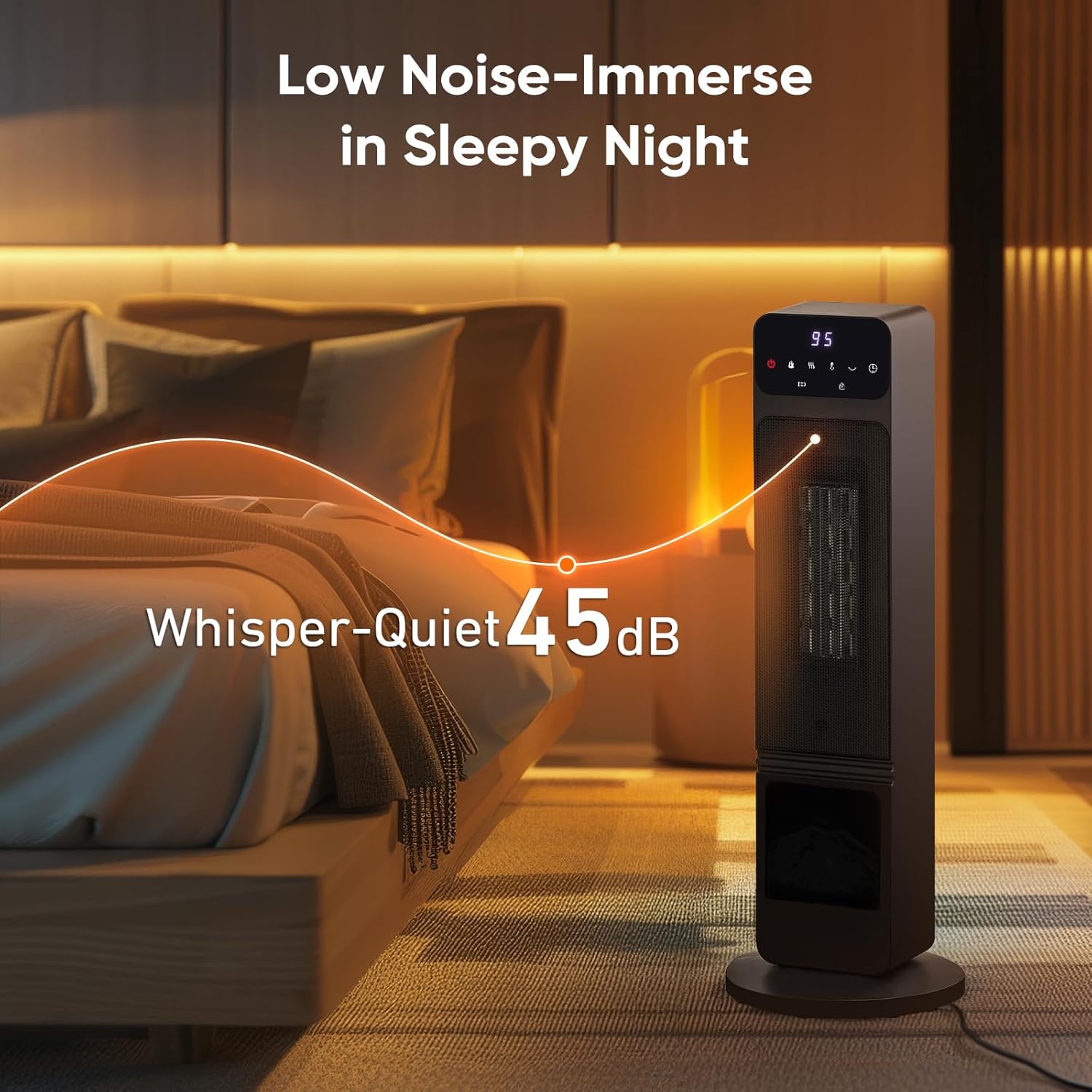 Space Heater, 1500W Portable Electric Tower Heater with Adjustable Thermostat, Timer and Remote Control, Overheating & Tip-Over Protection, 26 Inch Indoor Heater for Home Office Bedroom
