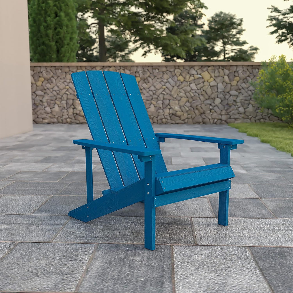Flash Furniture Charlestown Commercial Grade Indoor/Outdoor Adirondack Chair, Weather Resistant Durable Poly Resin Deck and Patio Seating, Green