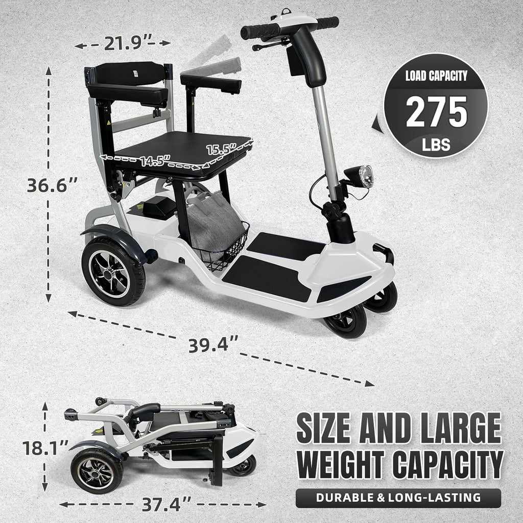R3b-Mobility Scooters for Seniors Adults Ultra Lightweight Electric Powered Folding 4 Wheel Mobility Scooter with Headlight Cup Holder, Compact & Convenient for Travel Airline Approved, Blue