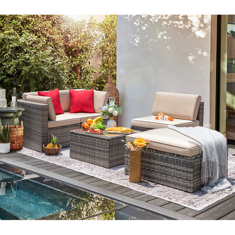 Huang 4 - Person Outdoor Seating Group with Cushions