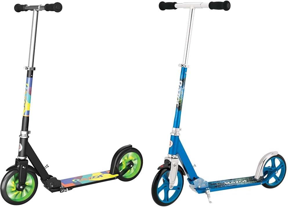Razor A5 Lux Kick Scooter for Kids Ages 8+ - 8" Urethane Wheels, Anodized Finish Featuring Bold Colors and Graphics, for Riders up to 220 lbs