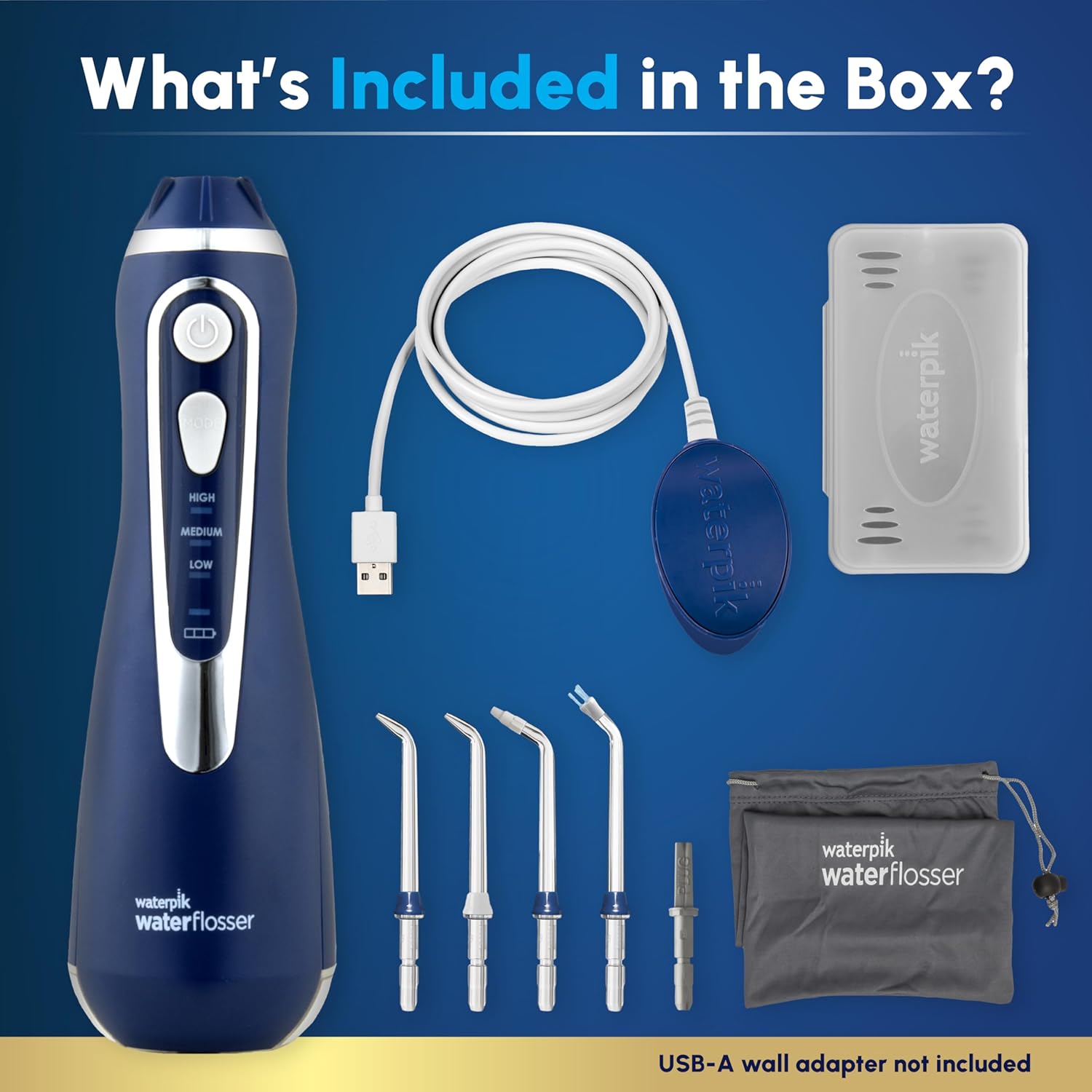 Waterpik Cordless Advanced 2.0 Water Flosser For Teeth, Gums, Braces, Dental Care With Travel Bag and 4 Tips, ADA Accepted, Rechargeable, Portable, and Waterproof, Black WP-582, Packaging May Vary