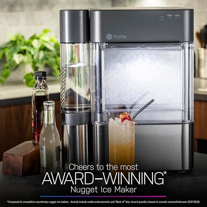 Opal 2.0 with 0.75 Gallon Tank, Chewable Crunchable Countertop Nugget Ice Maker, Scoop included, 38 lbs in 24 hours, Pellet Ice Machine with WiFi & Smart Connected, Stainless Steel