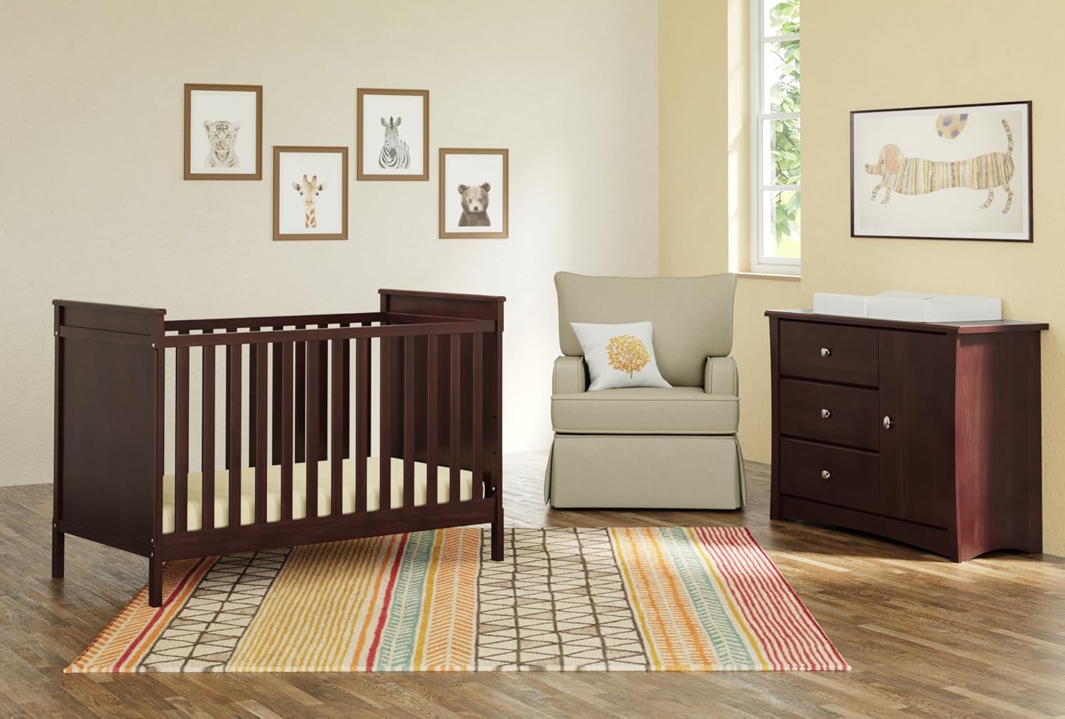 Storkcraft Crescent 6 Drawer Double Dresser (Pebble Gray) – GREENGUARD Gold Certified, For Nursery, Dresser, Kids Nursery Organizer, Chest of Drawers