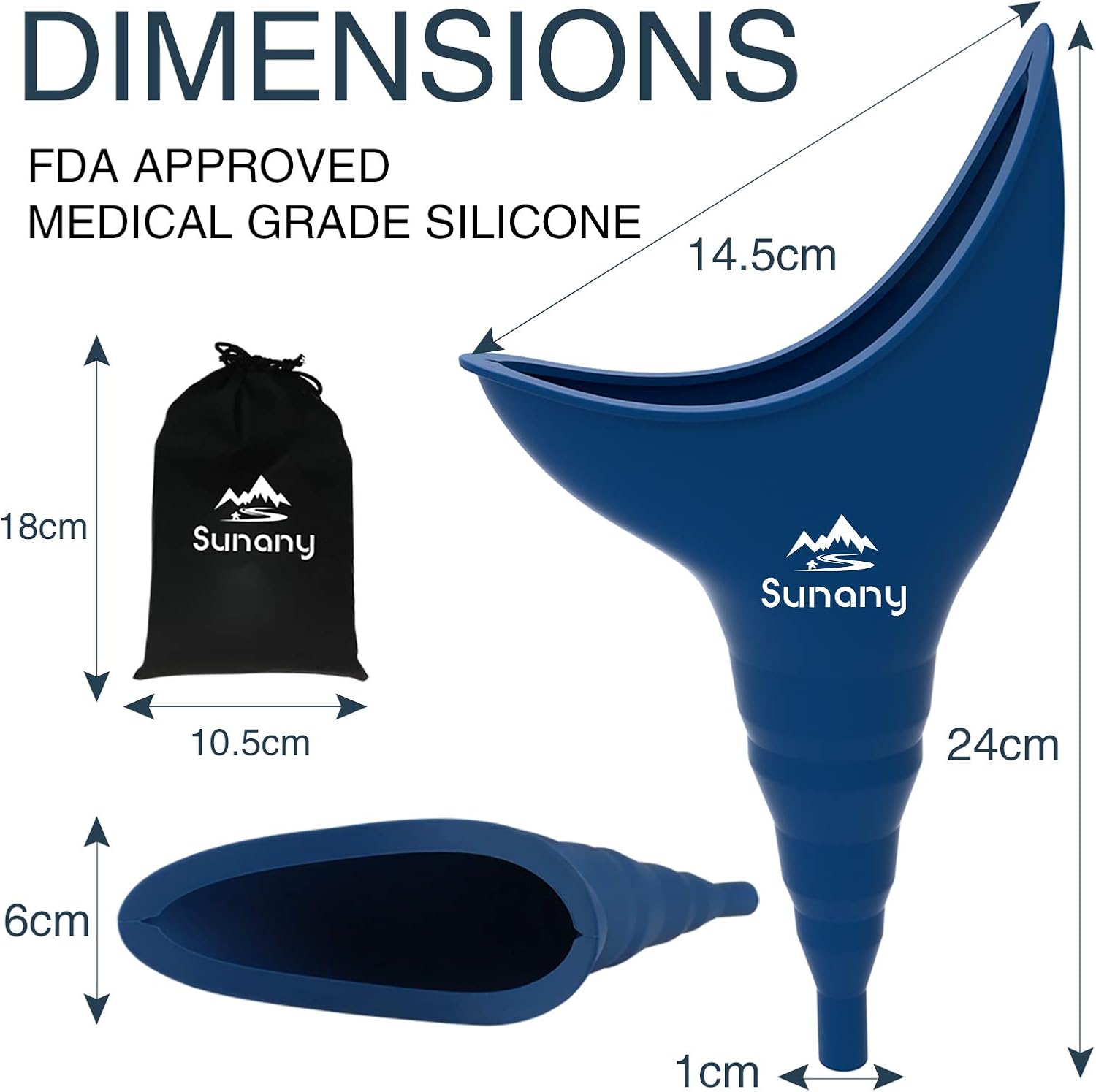 Female Urination Device,Reusable Silicone Female Urinal Foolproof Women Pee Funnel Allows Women to Pee Standing Up,Women's Urinal with Drawstring Bags is The Perfect Companion for Travel and Outdoor