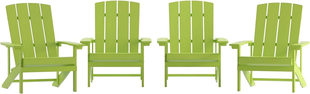 Flash Furniture Charlestown Commercial Grade Indoor/Outdoor Adirondack Chair, Weather Resistant Durable Poly Resin Deck and Patio Seating, Green
