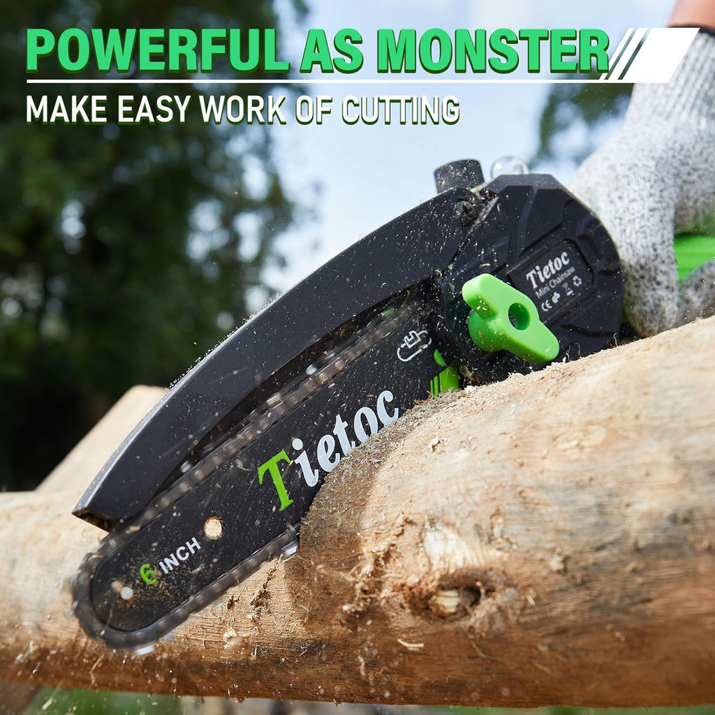 Tietoc Mini Chainsaw 6 Inch Cordless, Portable Electric Chain Saw Small Handheld Battery Powered Super Saws, Stocking Stuffers Christmas Gifts for Men Women, Birthday Mens Gift for Dad Fathers Husband