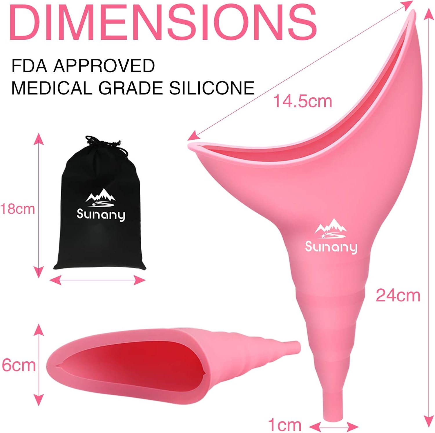 Female Urination Device,Reusable Silicone Female Urinal Foolproof Women Pee Funnel Allows Women to Pee Standing Up,Women's Urinal with Drawstring Bags is The Perfect Companion for Travel and Outdoor