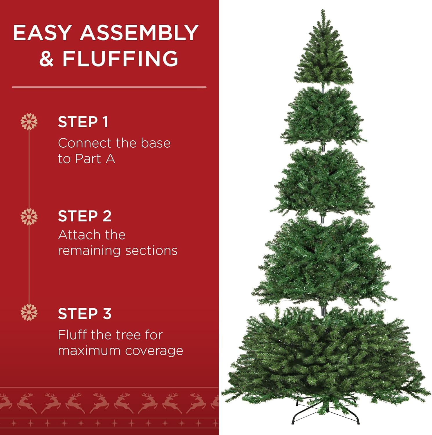 Best Choice Products Artificial Christmas Tree, 6ft Premium Pre-Lit Realistic Spruce Holiday Décor w/Dense Branches, Metal Base - Green Spruce