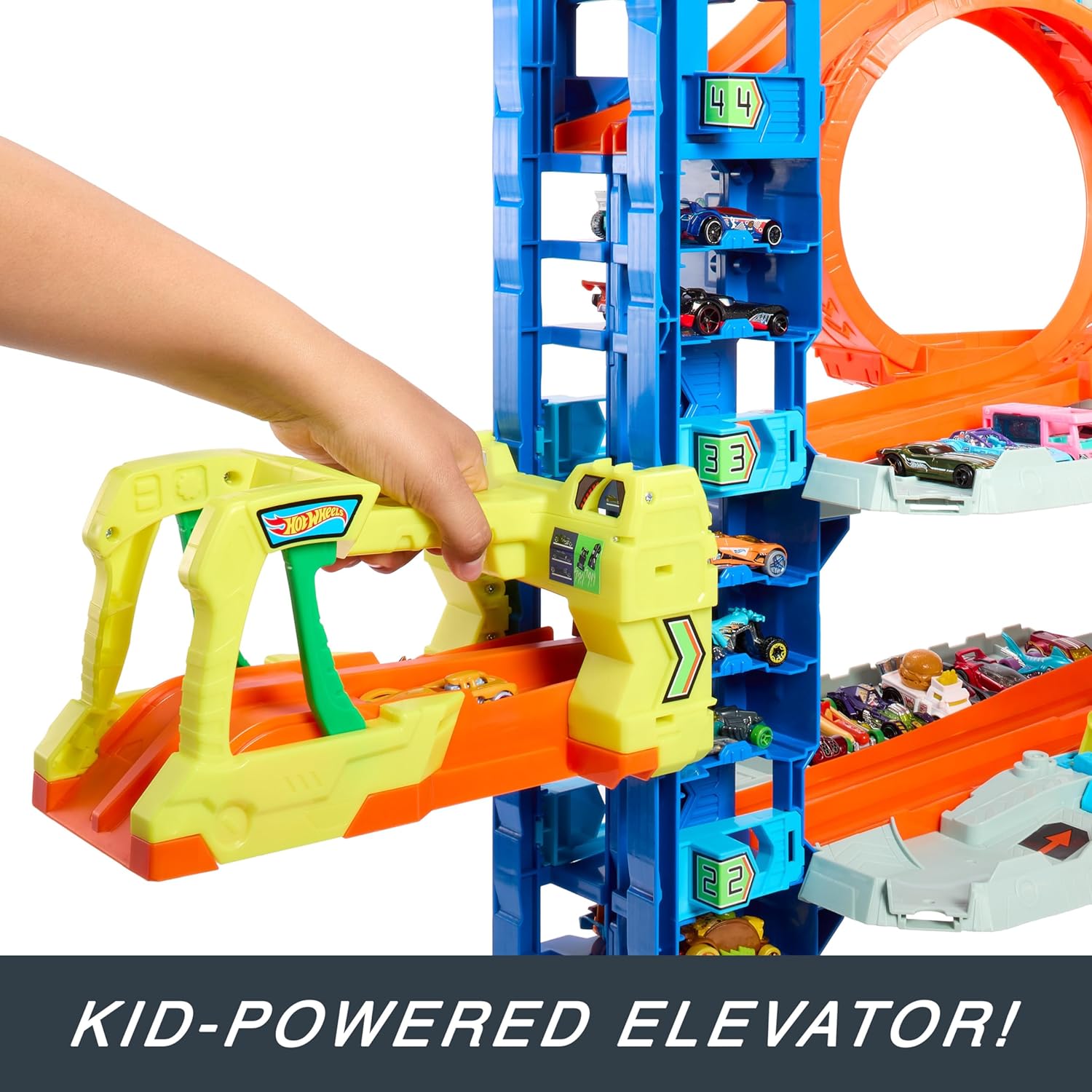 Hot Wheels City Ultimate Garage Playset with 2 Die-Cast Cars, Toy Storage for 50+ 1:64 Scale Cars, 4 Levels of Track Play + 50-Pack of 1:64 Scale Vehicles