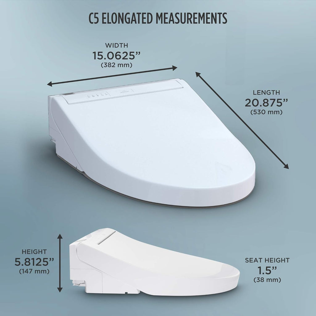 TOTO SW3084#12 WASHLET C5 Electronic Bidet Toilet Seat with PREMIST and EWATER+ Wand Cleaning, Elongated, Plastic, Sedona Beige