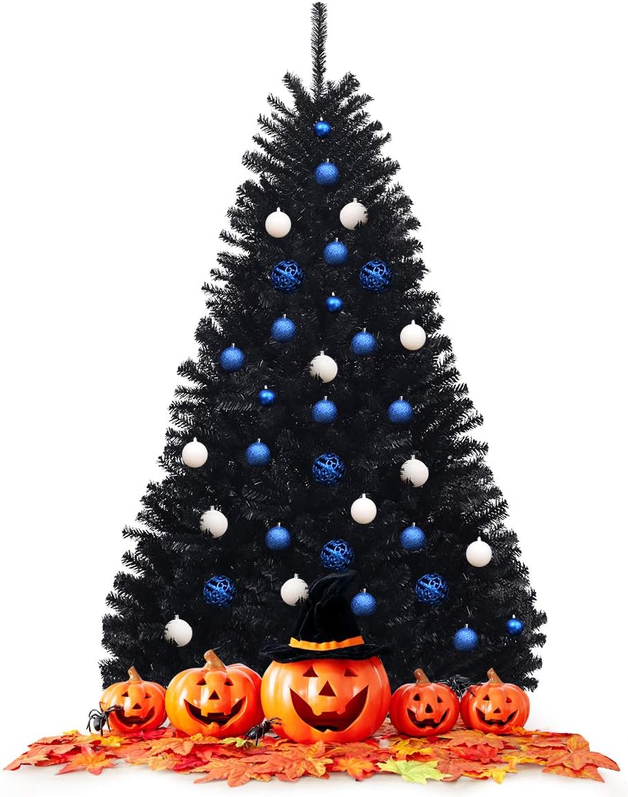 Goplus 7ft Artificial White Christmas Tree Xmas Pine Tree with Solid Metal Legs Perfect for Indoor and Outdoor Holiday Decoration