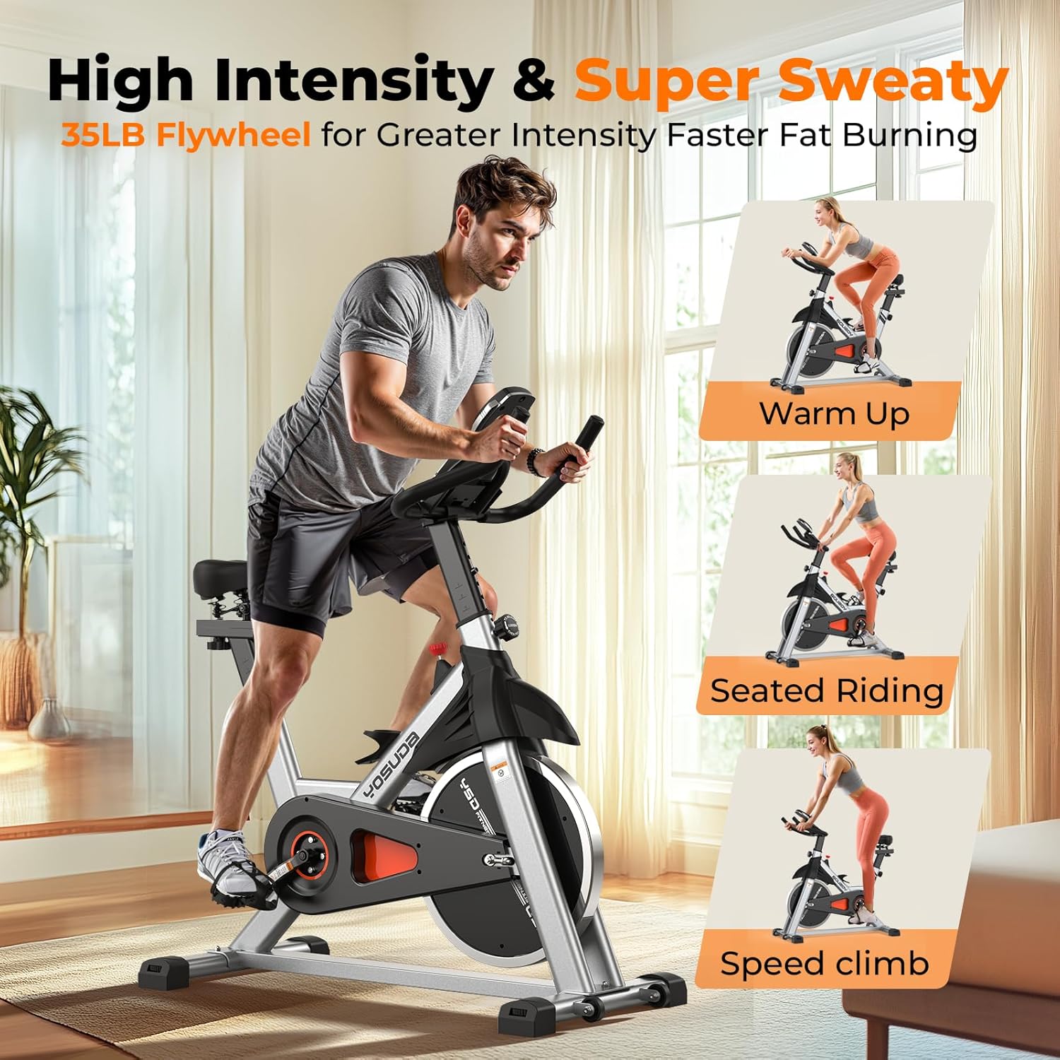 YOSUDA Indoor Cycling Bike Brake Pad/Magnetic Stationary Bike - Cycle Bike with Tablet Mount & Comfortable Seat Cushion