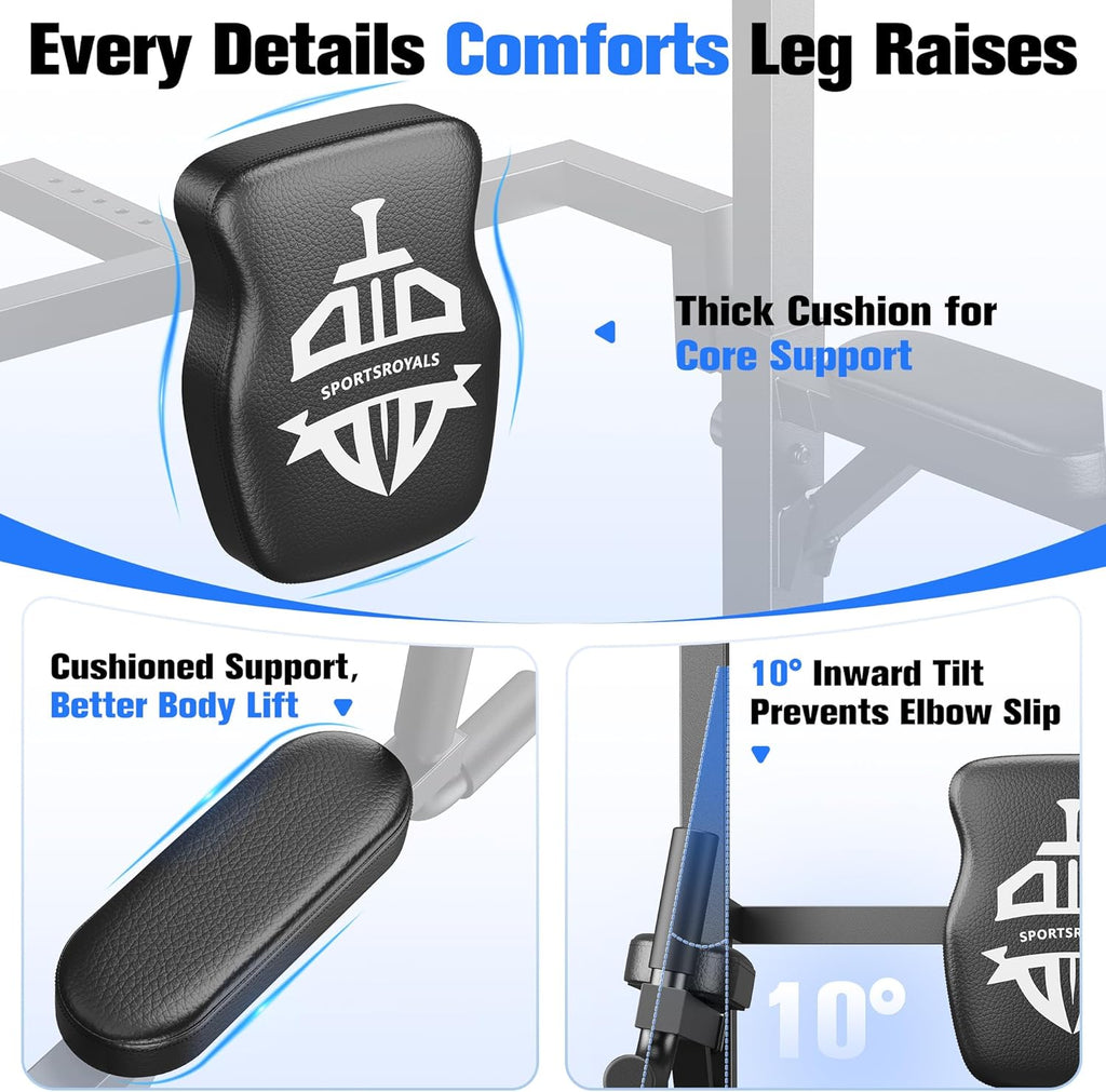 Sportsroyals Pull Up Bar Dip Station Power Tower Assistive Trainer Multi-Function Home Gym Strength Training Fitness Equipment 450LBS