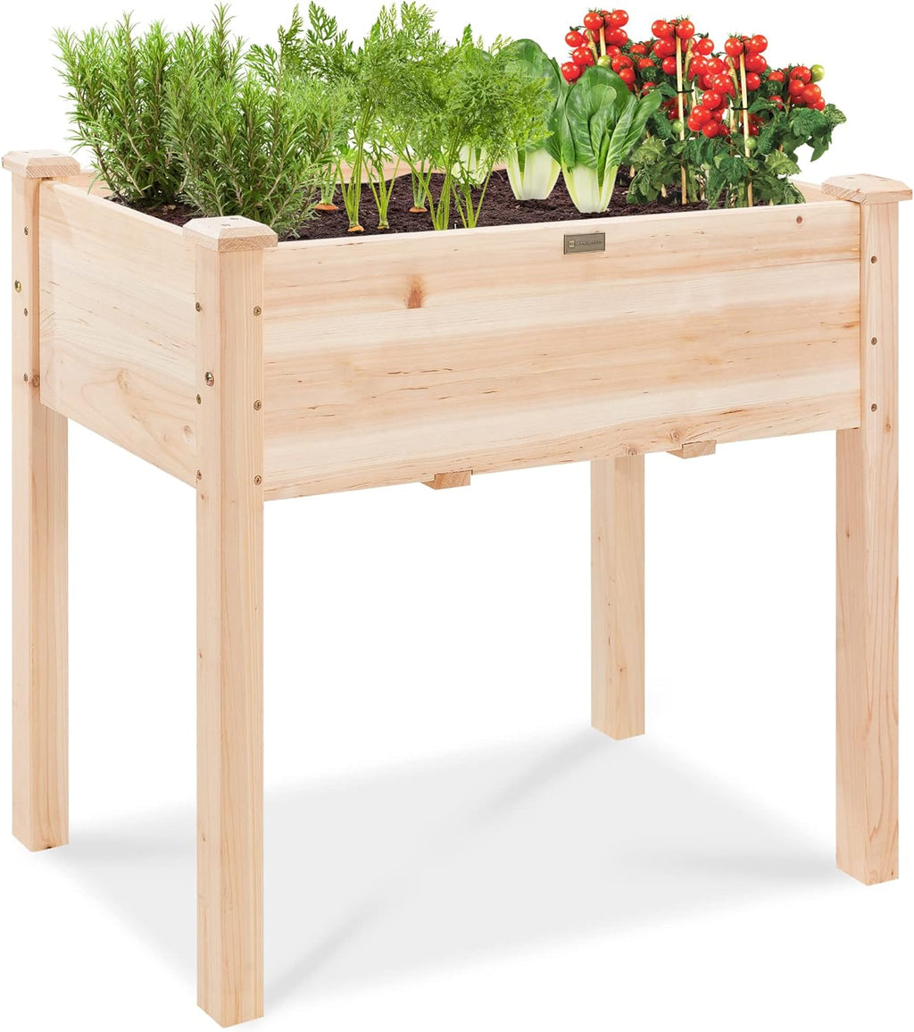 Best Choice Products 72x23x30in Raised Garden Bed, Elevated Wood Planter Box Stand for Backyard, Patio, Balcony w/Divider Panel, 6 Legs, 300lb Capacity - Natural