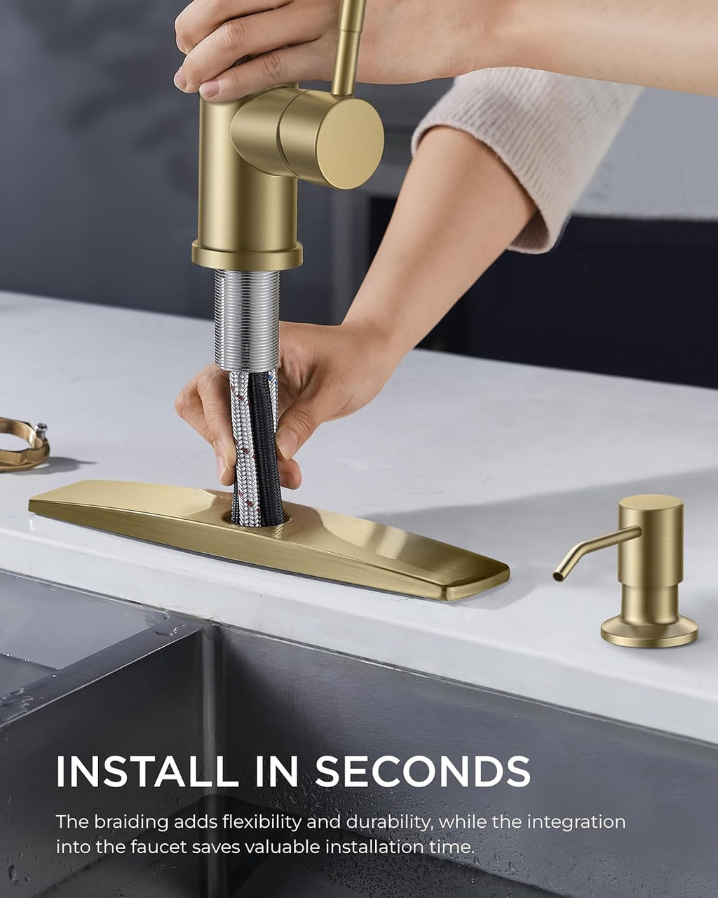 FORIOUS Touchless Kitchen Faucets, Brushed Nickel Kitchen Faucet with Pull Down Sprayer, Single Handle Smart Motion Sensor Kitchen Sink Faucet,Contemporary Hands-Free Sink Faucet for Farmhouse Laundry