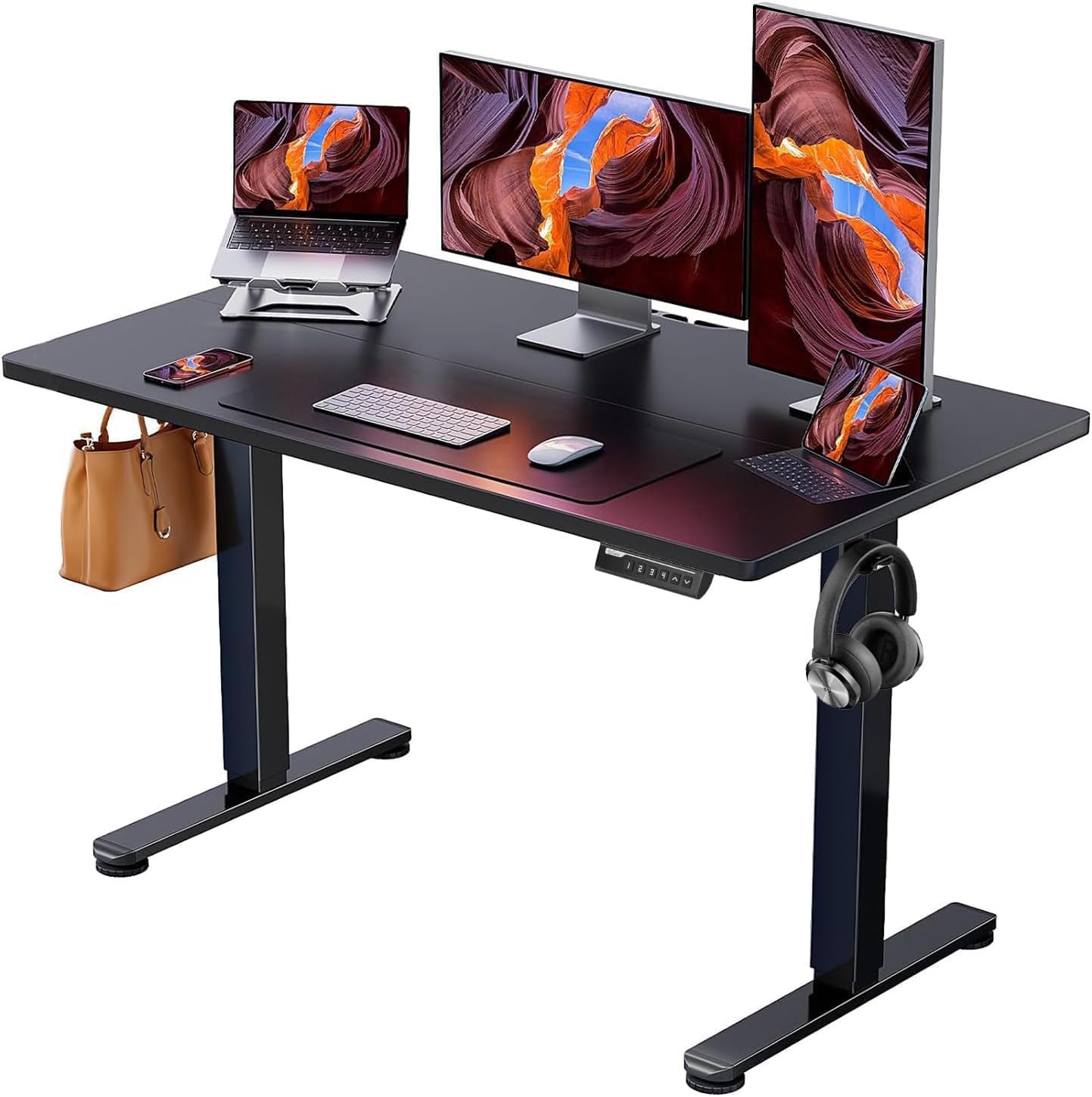 ErGear Height Adjustable Electric Standing Desk, 40 x 24 Inches Sit Stand up Desk, Memory Computer Home Office Desk (Light Vintage Brown)