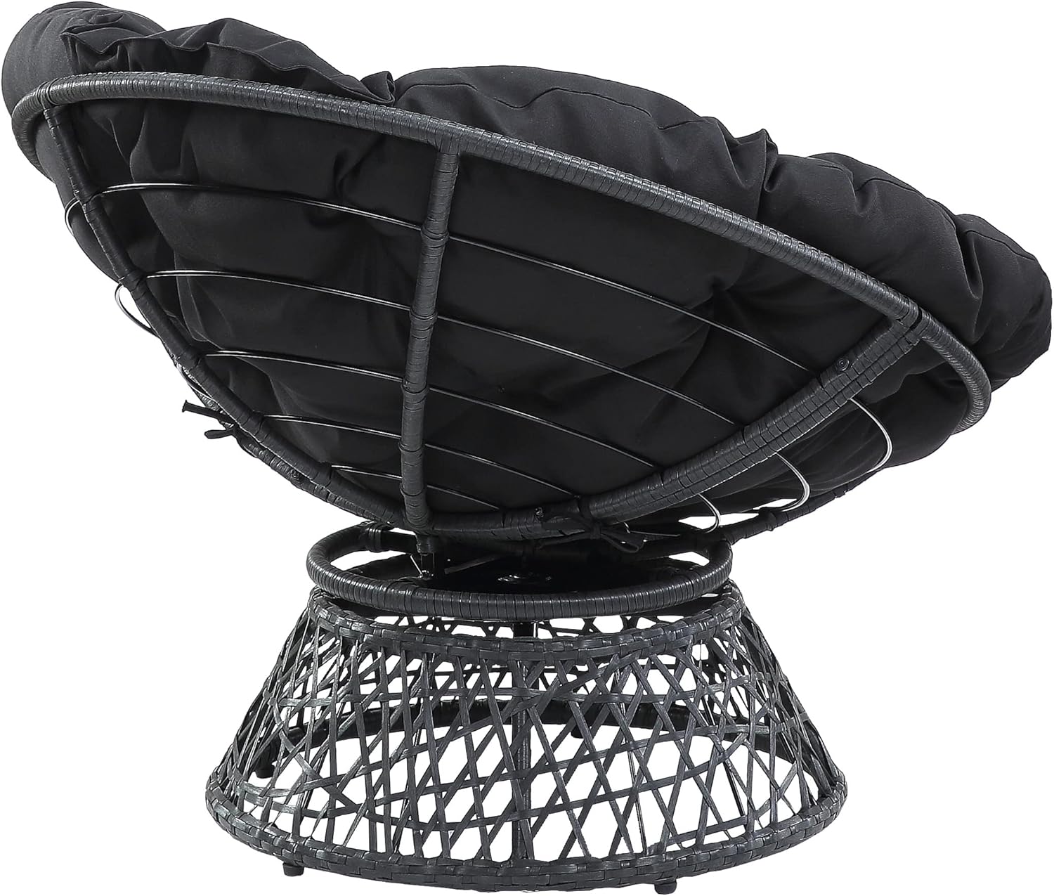 OSP Home Furnishings Wicker Papasan Chair with 360-Degree Swivel, Brown Frame with Brown Cushion
