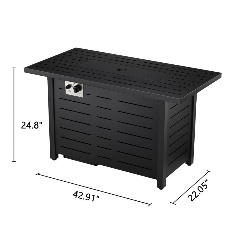 25" H x 43" W Iron Propane Outdoor Fire Pit Table with Cover