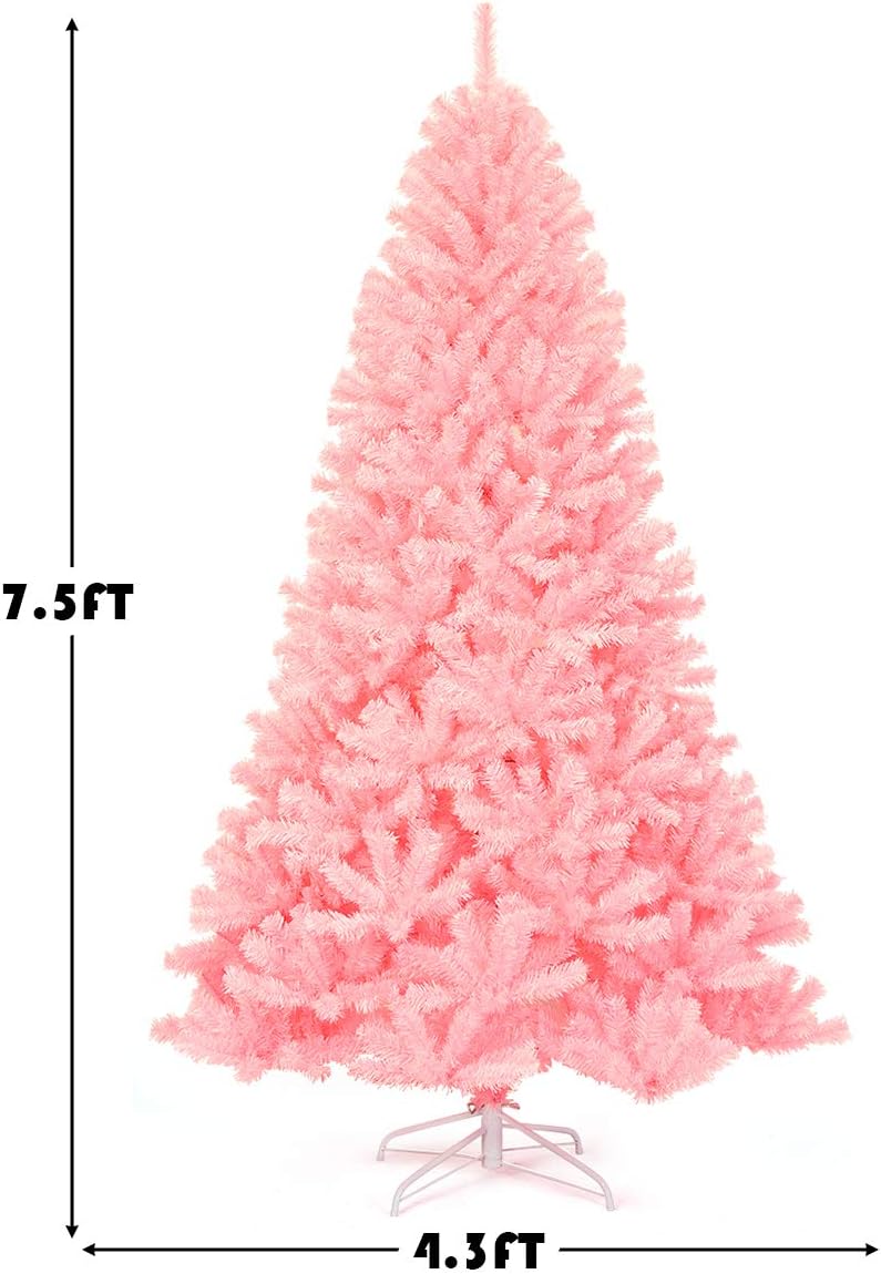 Goplus 7ft Artificial White Christmas Tree Xmas Pine Tree with Solid Metal Legs Perfect for Indoor and Outdoor Holiday Decoration