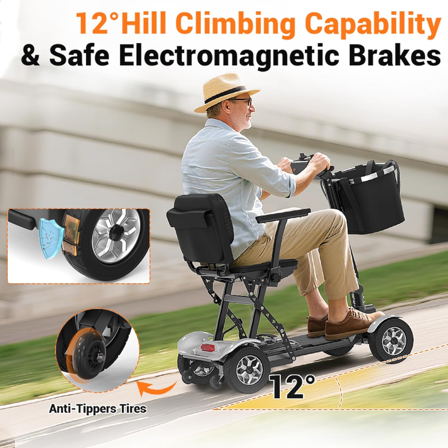 Mobility Scooter for Adults, Foldable 4 Wheel Motorized Mobility Scooter w/Dustproof Cover, 350LBS Capacity & Removable Lithium Battery, Seniors 25Miles Electric Powered Mobility for Outdoor