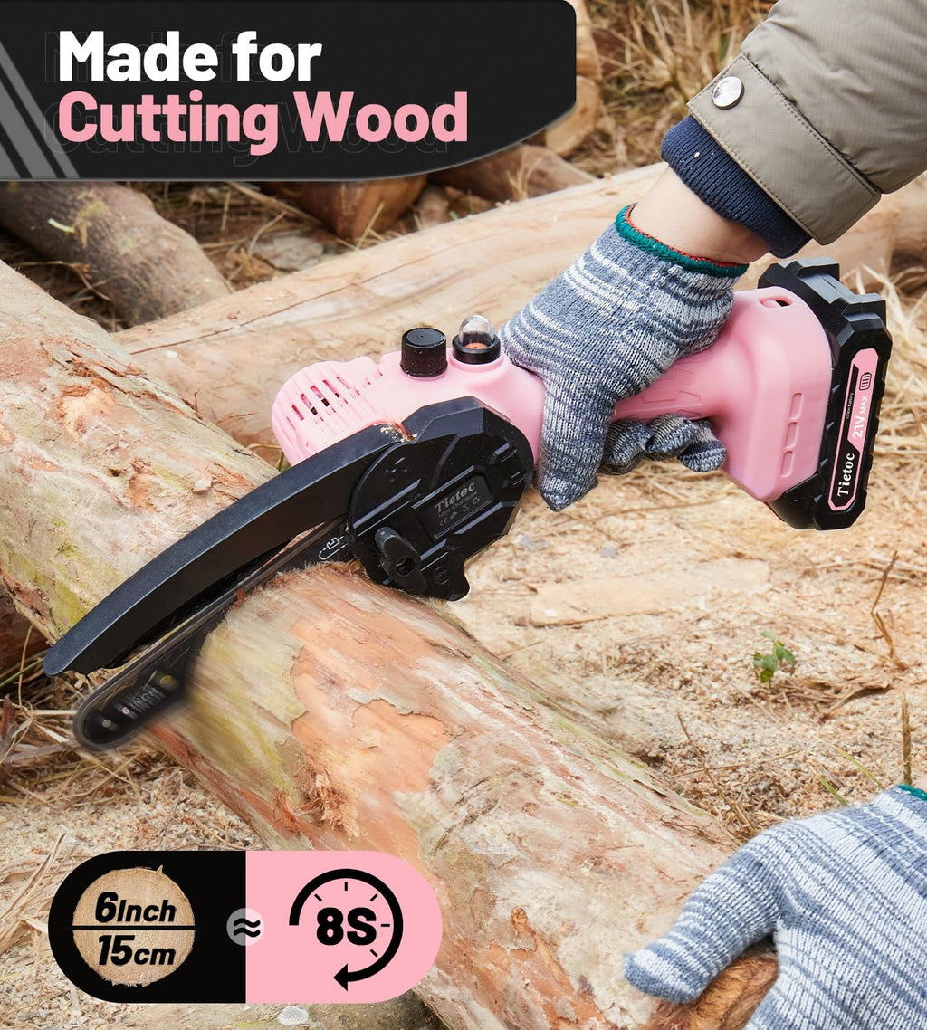Tietoc Mini Chainsaw 6 Inch Cordless, Portable Electric Chain Saw Small Handheld Battery Powered Super Saws, Stocking Stuffers Christmas Gifts for Men Women, Birthday Mens Gift for Dad Fathers Husband