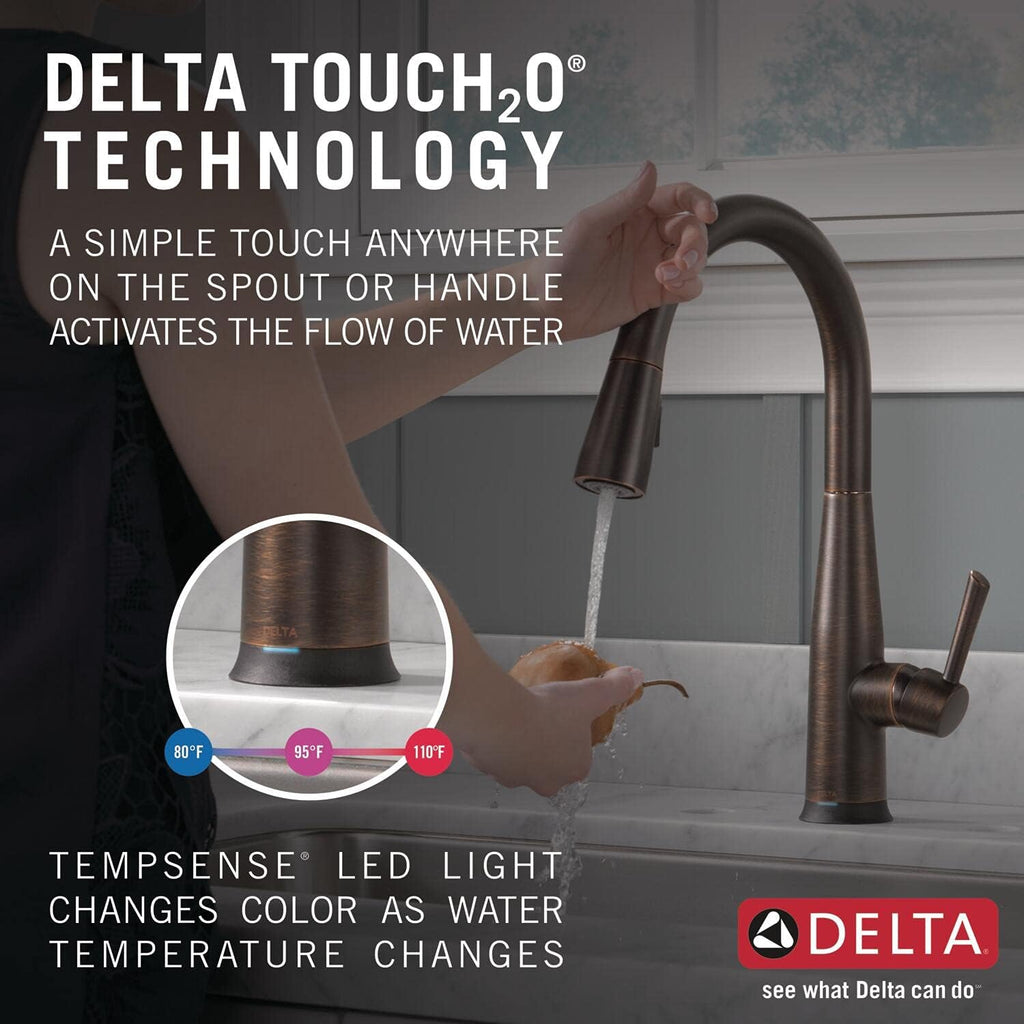 Delta Essa Touchless Kitchen Faucet with Touch Technology, Brushed Nickel Kitchen Sink Faucet with Pull Down Sprayer, Single Hole, Arctic Stainless 9113TL-AR-DST