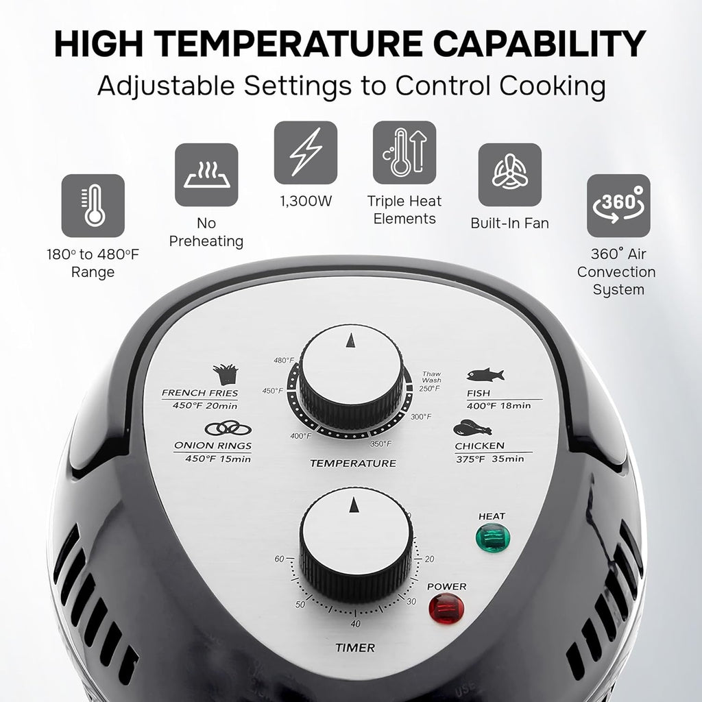 Large Air Fryer Oven – Large Halogen Oven Cooker with 50+ Air Fryers Recipe Book for Quick + Easy Meals for Entire Family, AirFryer Oven Makes Healthier Crispy Foods
