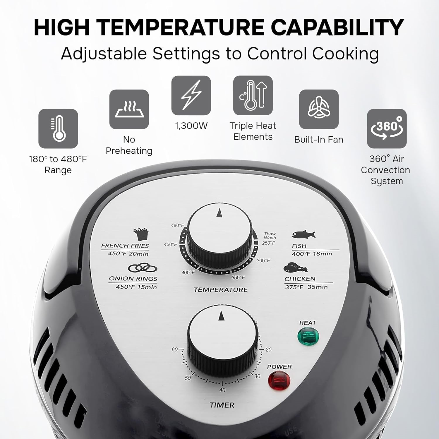 Large Air Fryer Oven – Large Halogen Oven Cooker with 50+ Air Fryers Recipe Book for Quick + Easy Meals for Entire Family, AirFryer Oven Makes Healthier Crispy Foods