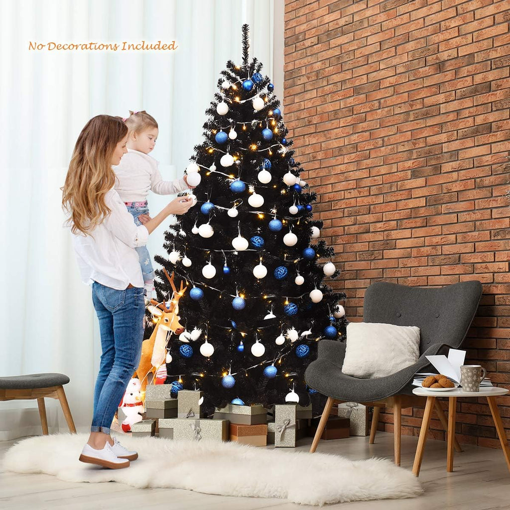 Goplus 7ft Artificial White Christmas Tree Xmas Pine Tree with Solid Metal Legs Perfect for Indoor and Outdoor Holiday Decoration