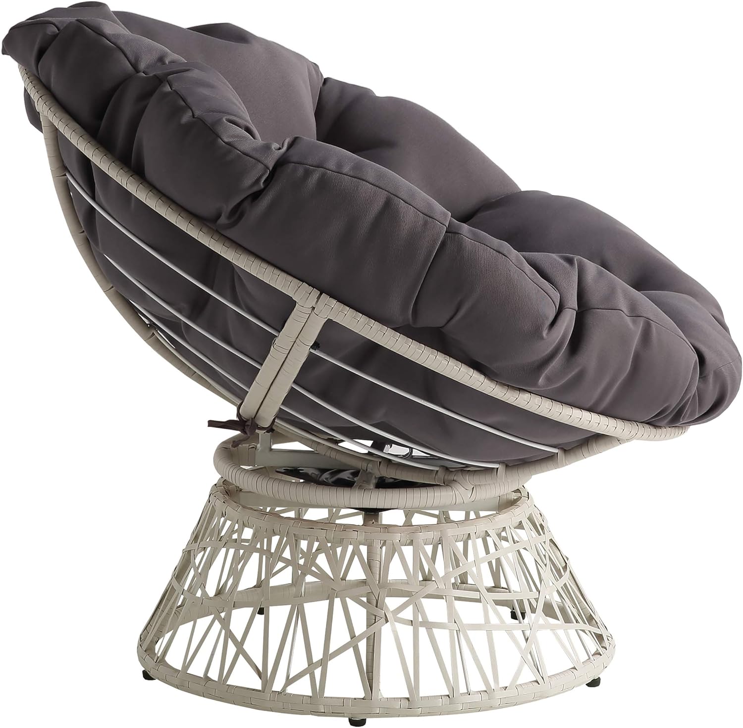 OSP Home Furnishings Wicker Papasan Chair with 360-Degree Swivel, Brown Frame with Brown Cushion