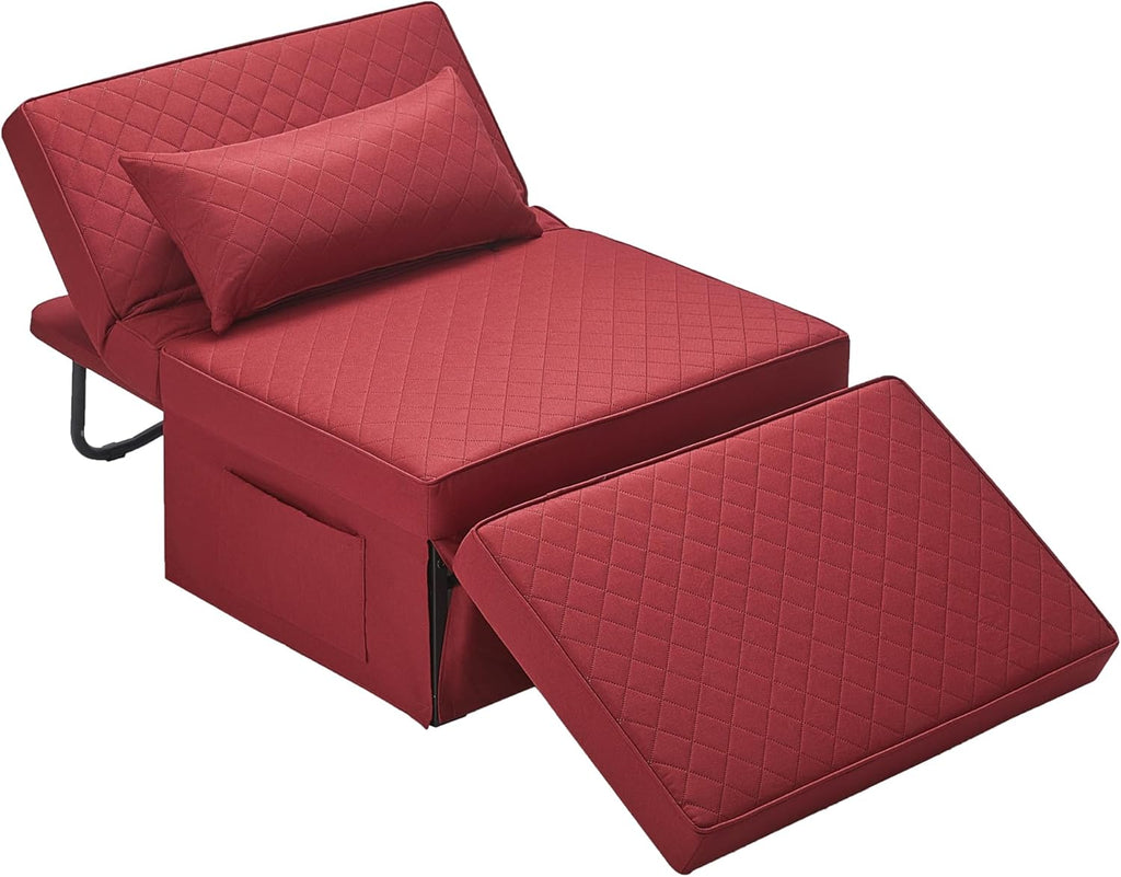 Sofa Bed, 4 in 1 Multi-Function Folding Ottoman Breathable Linen Couch Bed with Adjustable Backrest Modern Convertible Chair for Living Room Apartment Office