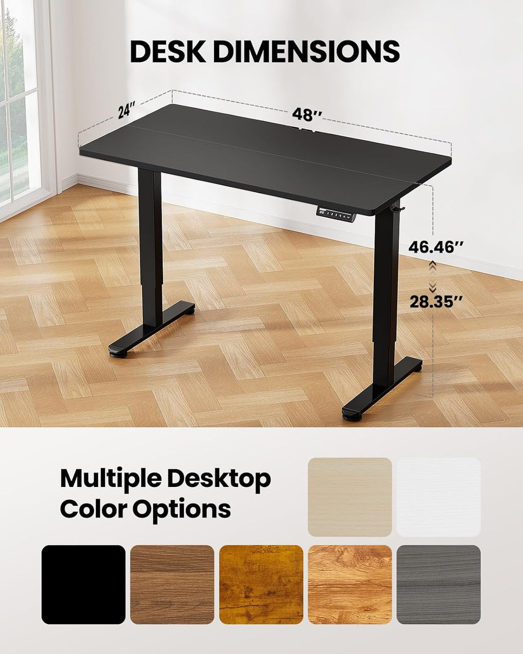 ErGear Height Adjustable Electric Standing Desk, 40 x 24 Inches Sit Stand up Desk, Memory Computer Home Office Desk (Light Vintage Brown)
