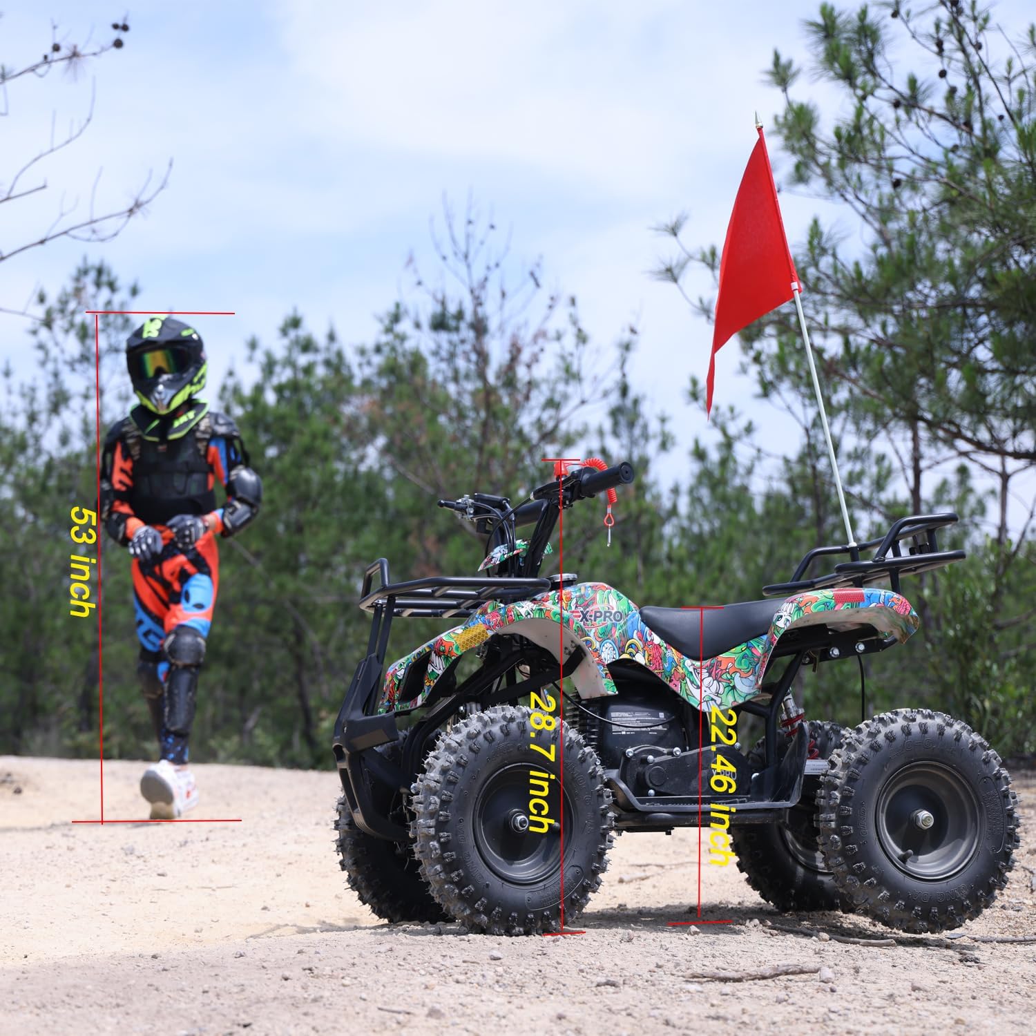 X-PRO Gas ATV 4 Wheelers 40cc ATV Quads Quad with Front and Rear Disc Brake for Kids (Pink Camo)