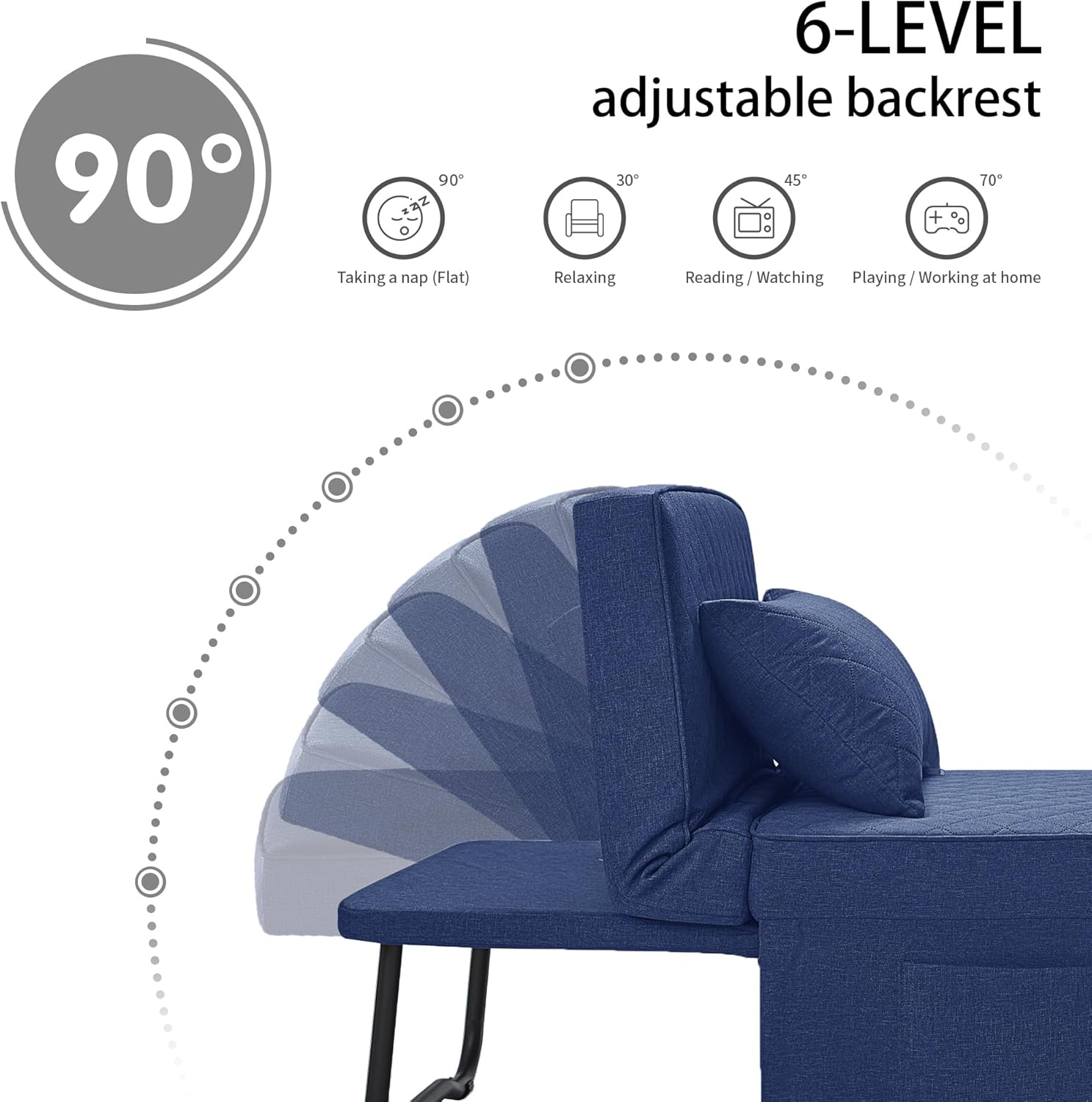 Sofa Bed, 4 in 1 Multi-Function Folding Ottoman Breathable Linen Couch Bed with Adjustable Backrest Modern Convertible Chair for Living Room Apartment Office