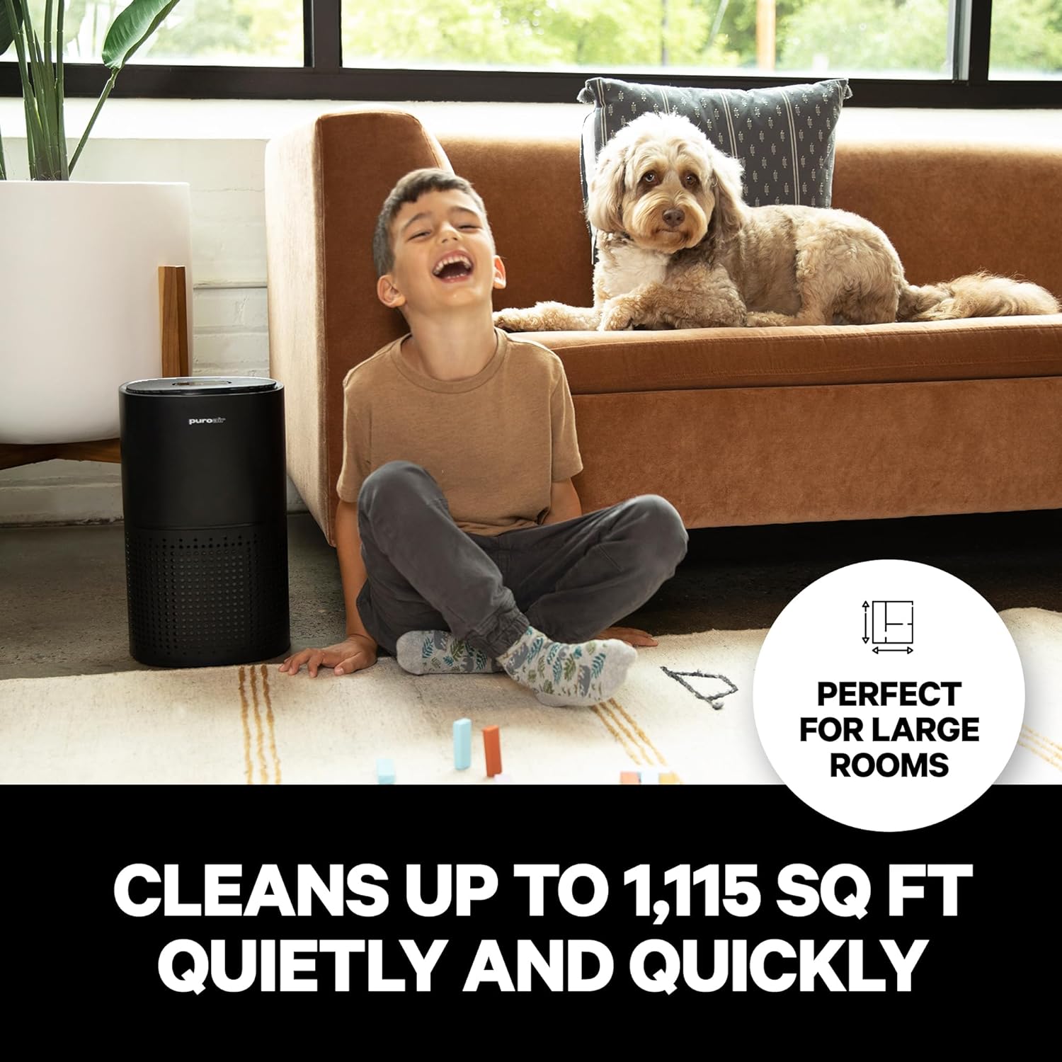 Powerful PuroAir HEPA Air Purifiers for Home Large Rooms - Covers 2,145 Sq Ft - Filters Up To 99% of Pollutants, Smoke, Pollen, Dust, and VOCs - Air Purifiers for Bedroom - Quiet HEPA Air Filter 36 dB