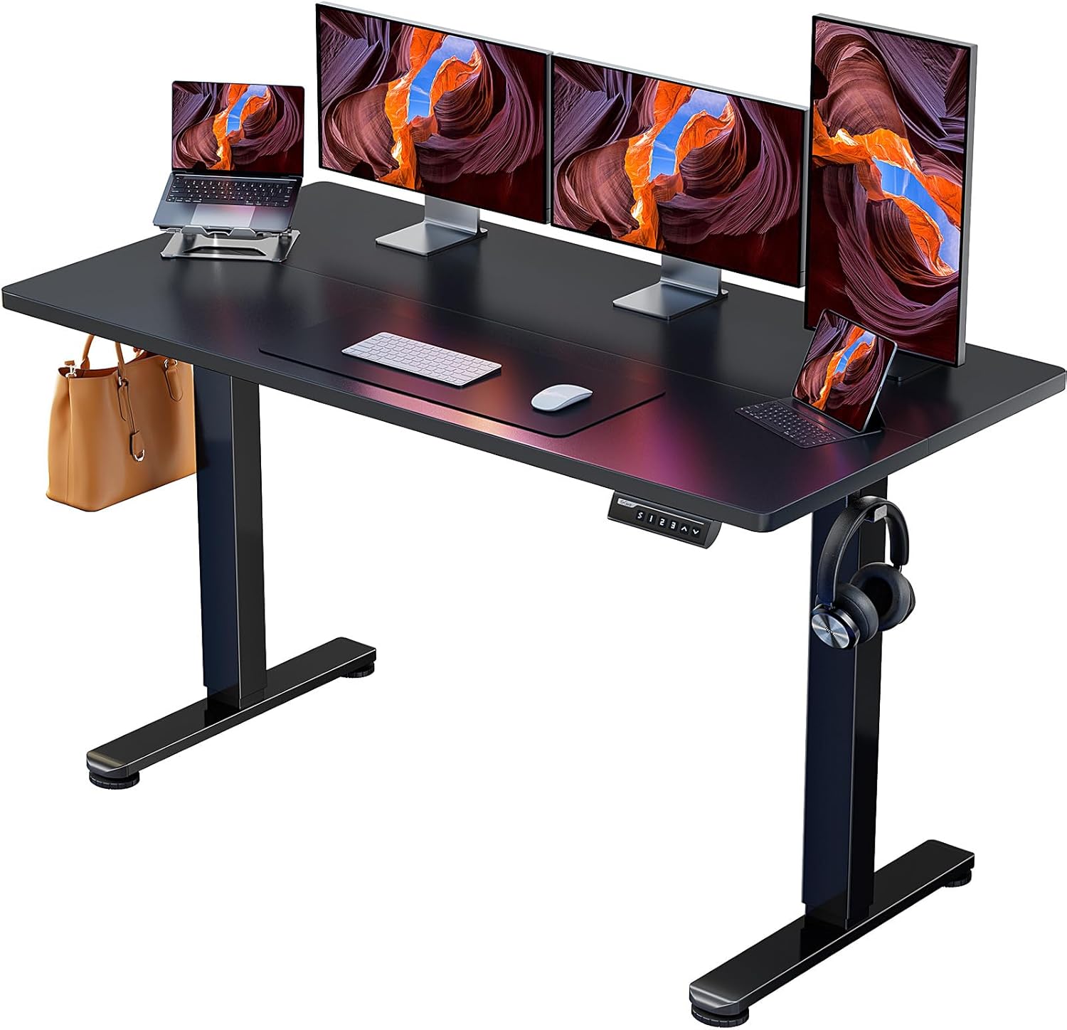 ErGear Height Adjustable Electric Standing Desk, 40 x 24 Inches Sit Stand up Desk, Memory Computer Home Office Desk (Light Vintage Brown)