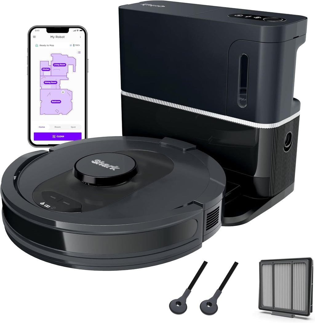 Shark AI Ultra Voice Control Robot Vacuum with Matrix Clean Navigation, Home Mapping, 60-Day Capacity, XL Self-Empty Base for Homes with Pets, Carpet & Hard Floors, Cool Grey