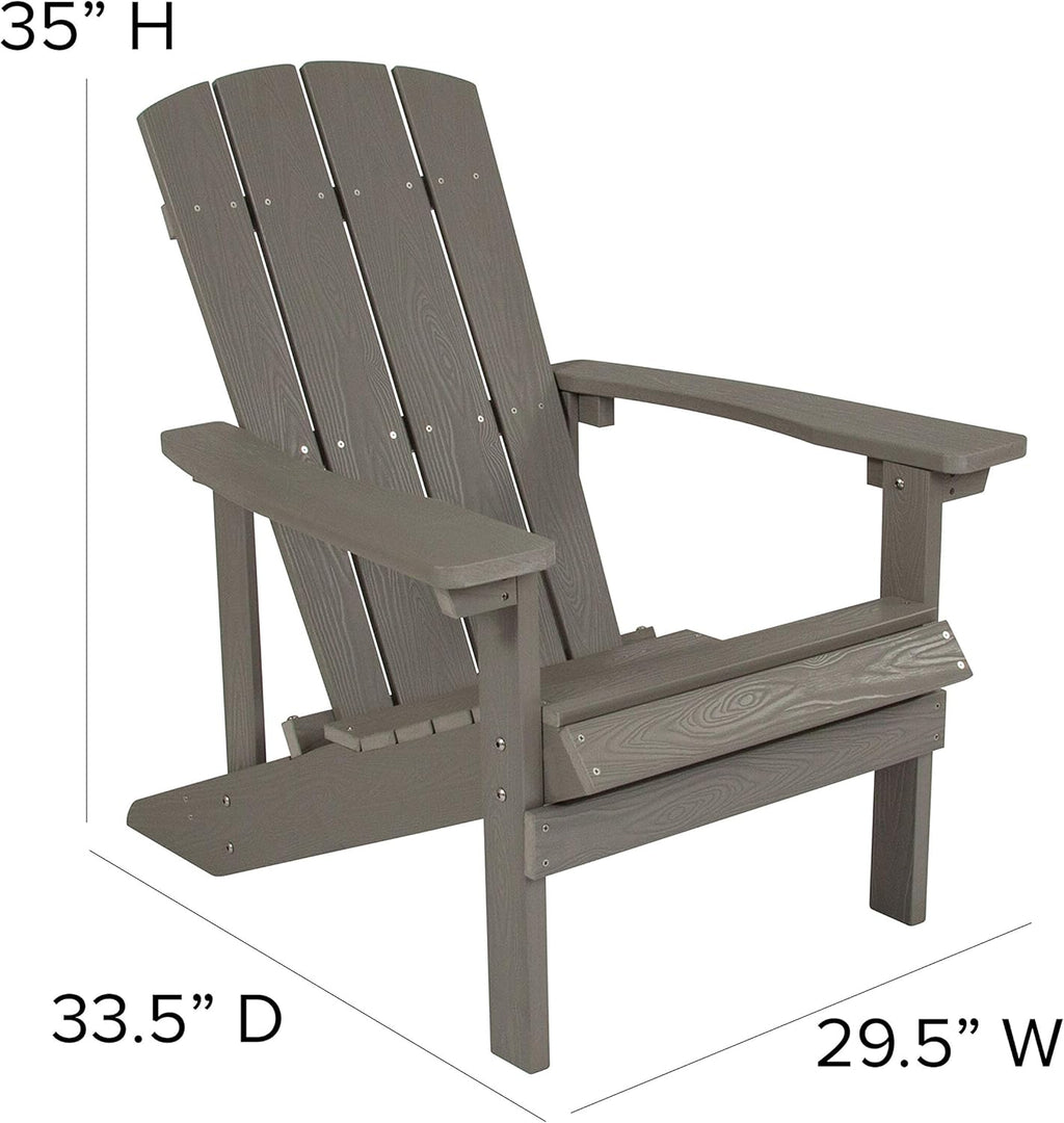 Flash Furniture Charlestown Commercial Grade Indoor/Outdoor Adirondack Chair, Weather Resistant Durable Poly Resin Deck and Patio Seating, Green