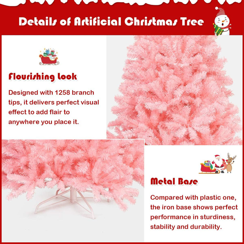 Goplus 7ft Artificial White Christmas Tree Xmas Pine Tree with Solid Metal Legs Perfect for Indoor and Outdoor Holiday Decoration